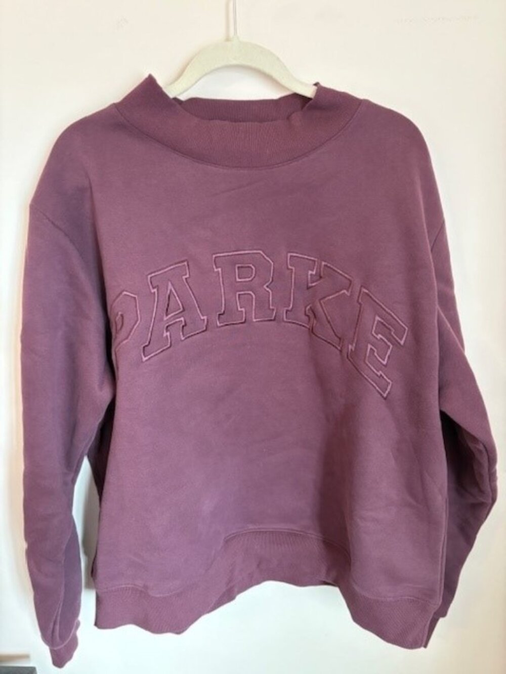 PARKE NIB Tonal Monochrome Eggplant Mockneck Sweatshirt